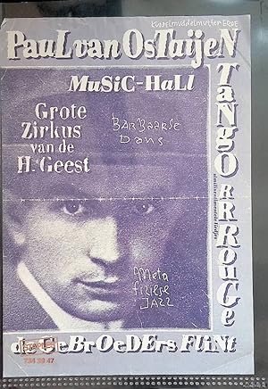 Seller image for Flyer: Music-Hall. Grote Zirkus van de H. Geest. Barbaarse dans. Tango rrrouge. Een muziektheatervoorstelling van De Geboeders Flint rond het werk van Paul Van Ostaijen (1896-1928) for sale by Klondyke