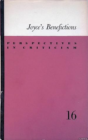 Seller image for Perspectives in Criticism: Joyce's Benefictions for sale by Klondyke