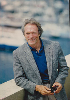 Original large format close-up color photograph of Clint Eastwood at Cannes.