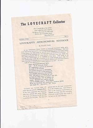 Seller image for The Lovecraft Collector October 1949, No. 3 (inc. Lovecraft's Astronomical Notebook By David H Keller ) for sale by Leonard Shoup