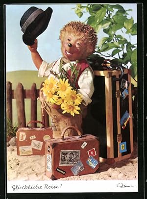Bild des Verkufers fr Ansichtskarte Mecki geht auf Reisen mit zwei Koffern zum Verkauf von Bartko-Reher
