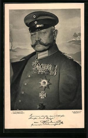 Ansichtskarte Paul von Hindenburg, der Reichsfeldmarschall in Uniform mit Orden