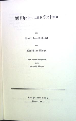 Seller image for Wilhelm und Rosina ein lndliches Gedicht. for sale by books4less (Versandantiquariat Petra Gros GmbH & Co. KG)