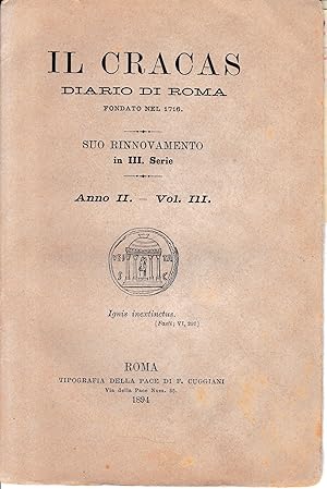 Il Cracas. Diario di Roma. Vol. 3. III serie, 8 Luglio 1894, anno II, n. 24