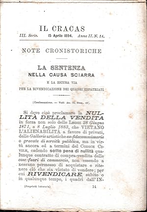 Il Cracas. Diario di Roma. Vol. 2. III serie, 15 Aprile 1894, anno II, n. 14