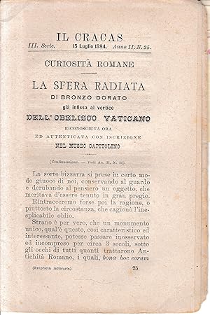 Il Cracas. Diario di Roma. Vol. 3. III serie, 15 Giugno 1894, anno II, n. 25