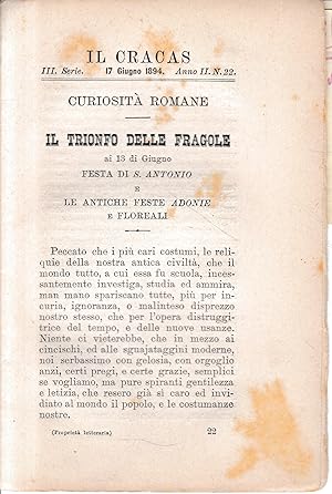 Il Cracas. Diario di Roma. Vol. 2. III serie, 17 Giugno 1894, vol. 2. anno II, n. 22