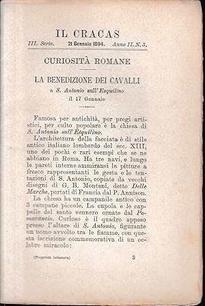 Il Cracas. Diario di Roma. Vol. 1. III serie, 21 Gennaio 1894, Anno II, n. 3