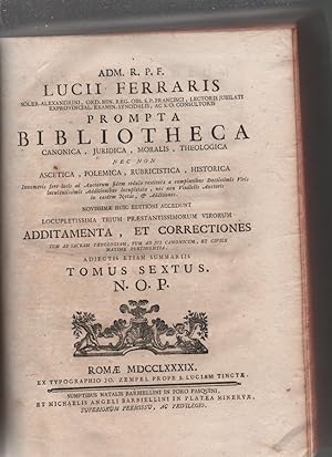Seller image for Prompta Bibliotheca. Canonica Juridica, Moralis, Theologica, nec non Ascetica, Polemica, Rubricistica, Historica (tomus sextus). for sale by librisaggi
