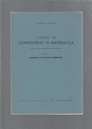 CORSO DI COMPLEMENTI DI MATEMATICA, vol 1