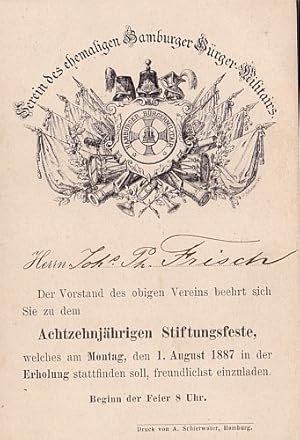 Seller image for zur Jubilums-Feier des Vereins des ehemaligen hamburger Brger-Militairs am 29. Und 30. Juli 1893. Mit 4 Illustrationen im Text. for sale by Antiquariat Heinz Tessin