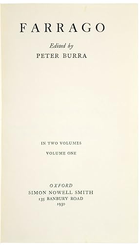 FARRAGO. Edited by Peter Burra. Numbers One to Six [All published, Complete in 2 volumes.]