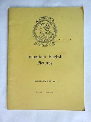 Important English Pictures, The Properties of A. O. Dyer, Esq. The Late Francis Bentley, Esq. L. ...