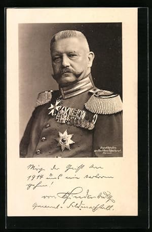 Ansichtskarte Paul von Hindenburg in Uniform mit Orden