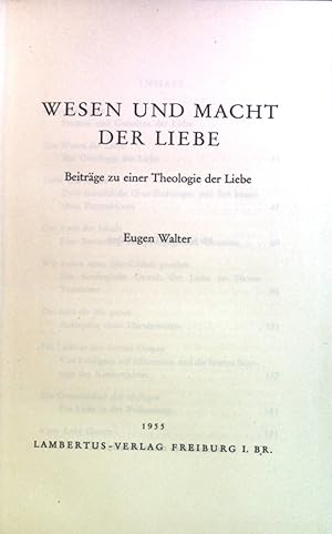 Seller image for Wesen und Macht der Liebe : Beitrge zu einer Theologie d. Liebe. for sale by books4less (Versandantiquariat Petra Gros GmbH & Co. KG)