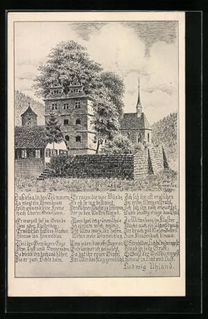 Bild des Verkufers fr Ansichtskarte Hirsau, Gebude und Kirche, Gedicht von Ludwig Uhland zum Verkauf von Bartko-Reher