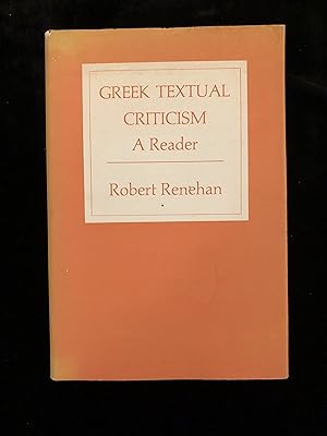 Seller image for Greek Textual Criticism: A Reader for sale by Clio and Erato Books