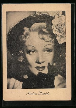 Seller image for Ansichtskarte Schauspielerin Marlene Dietrich mit Hut for sale by Bartko-Reher