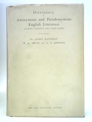 Bild des Verkufers fr Dictionary of Anonymous and Pseudonymous English Literature: Volume One (Samuel Halkett and John Lang) zum Verkauf von World of Rare Books