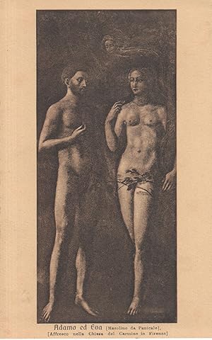 Seller image for Adam & Eve Firenze Italy Antique Art Mural French Postcard for sale by Postcard Finder