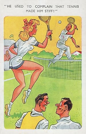 Seller image for Red Hot Sexy Lady Tennis Player Match Umpire Sports Comic Postcard for sale by Postcard Finder