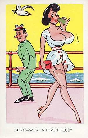 Immagine del venditore per Cor What A Lovely Pair Suspender Tops Sexy Lady Promenade Comic Postcard venduto da Postcard Finder