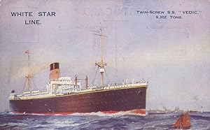 SS Vedic White Star Line Ship Antique Rare Postcard