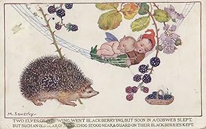 Woodland Gnomes Hedgehog Pixie Old Fairy Interest Antique Postcard