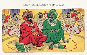 Bild des Verkufers fr Sultans Share 40 Wives A Day Arabian Nights Adultery Comic Postcard zum Verkauf von Postcard Finder