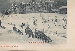 Sledging Winter Sports At Grand Hotel Adelboden Switzerland Postcard