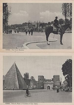 Roma Via Circo Massimo Policeman Horse Ciao Cestio Bicycle Italy Postcard s