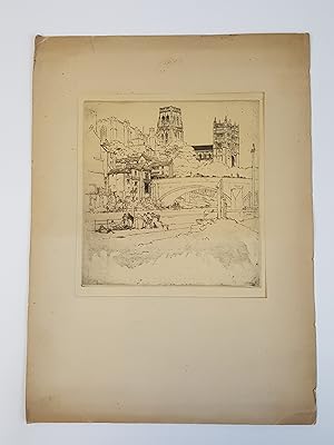 Original drypoint of a French town by Maurice Achener c.1910