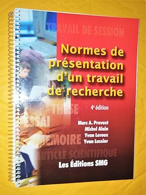 Seller image for Normes de prsentation d'un travail de recherche, 4e dition for sale by Claudine Bouvier