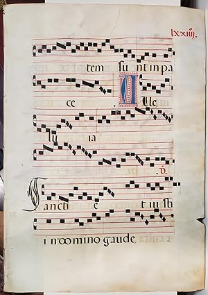 16th Century Manuscript Antiphonal Leaf with Initials on Vellum