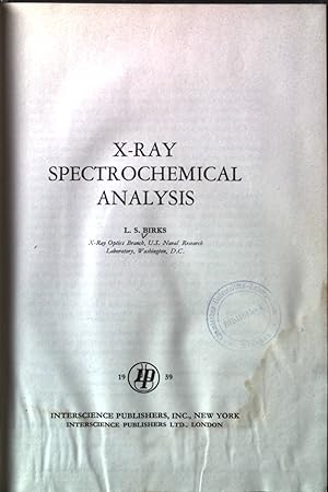 Image du vendeur pour X-Ray Spectrochemical Analysis. mis en vente par books4less (Versandantiquariat Petra Gros GmbH & Co. KG)