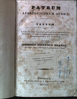 Imagen del vendedor de Patrum apostolicorum opera. Textum ex editionibus praestantissimis repetitum recognovit, annotationibus illustravit, prolegomena et indicem a la venta por books4less (Versandantiquariat Petra Gros GmbH & Co. KG)