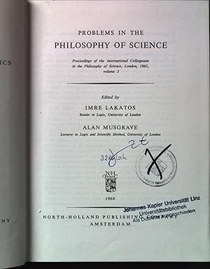 Seller image for Problems in the Philosophy of Science; Studies in Logic and the Foundations of Mathematics; Volume 3; for sale by books4less (Versandantiquariat Petra Gros GmbH & Co. KG)