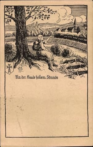 Imagen del vendedor de Lied Ansichtskarte / Postkarte An der Saale hellem Strande, Deutsche Bahnhofsmission, Wappen a la venta por akpool GmbH