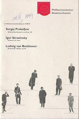 Imagen del vendedor de Programmheft PHILHARMONISCHES STAATSORCHESTER II. PHILHARMONISCHES KONZERT 13. + 14. Juni 1999 Musikhalle ( Laeisz-Halle ) a la venta por Programmhefte24 Schauspiel und Musiktheater der letzten 150 Jahre