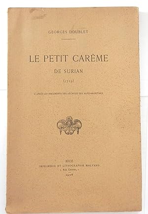 Le Petit carême de Surian (1719) d'après les archives des Alpes-Maritimes.