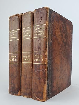 Bild des Verkufers fr DE SEDIBUS ET CAUSIS MORBORUM PER ANATOMEN INDAGATIS. LIBRI QUINQUE. DISSECTIONES, ET ANIMADVERSIONES, NUNC PRIMUM EDITAS, COMPLECTUNTUR PROPEMODUM INNUMERAS, MEDICIS, CHIRURGIS, ANATOMICIS PROFUTURAS. [THREE VOLUMES COMPRISING FIVE BOOKS] zum Verkauf von Second Story Books, ABAA