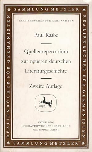 Bild des Verkufers fr Quellenrepertorium zur neueren deutschen Literaturgeschichte Sammlung Metzler ; 21b zum Verkauf von Versandantiquariat Nussbaum