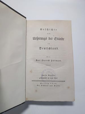 Bild des Verkufers fr Geschichte des Ursprungs der Stnde in Deutschland. zum Verkauf von Antiquariat Bookfarm