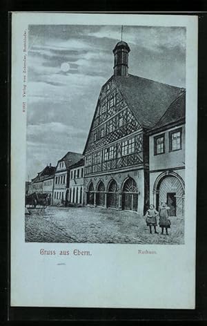 Bild des Verkufers fr Mondschein-Ansichtskarte Ebern, Rathaus zum Verkauf von Bartko-Reher