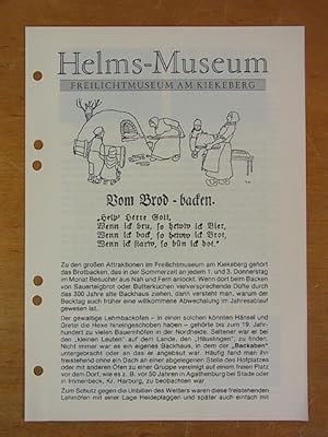 Imagen del vendedor de Helms-Museum, Freilichtmuseum am Kiekeberg. Informationsblatt Nr. 59, Juni 1984. Titel: Vom Brod backen a la venta por Antiquariat Weber