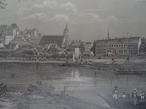 Schloss am Wasser. Bleistiftzeichnung mit Deckweiß auf gräulichem, festen Papier. Um 1880. Unten ...