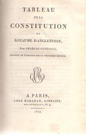 Image du vendeur pour Tableau de la Constitution du Royaume D'Anglaterre . mis en vente par Librera Astarloa