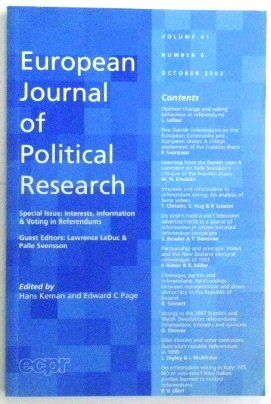 Seller image for European Journal of Political Research: Volume 41 Number 6 for sale by PsychoBabel & Skoob Books