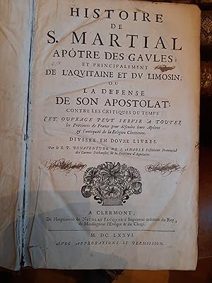Histoire de S.Martial Apôtre des Gaules