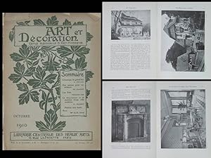 ART ET DECORATION - OCTOBRE 1910 - VILLA DEMOISELLE REIMS, Carriès, MELUN 12 RUE ST LOUIS
